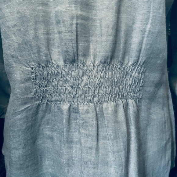 L.L. Bean Linen Tencel Blend 3/4 Sleeve Dusty Coastal Blue Tone Very Soft Size S - Picture 5 of 9